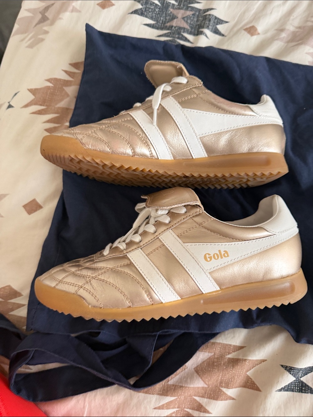 Gola Metallic Gold Quilted Sneakers - Picture 2 of 6